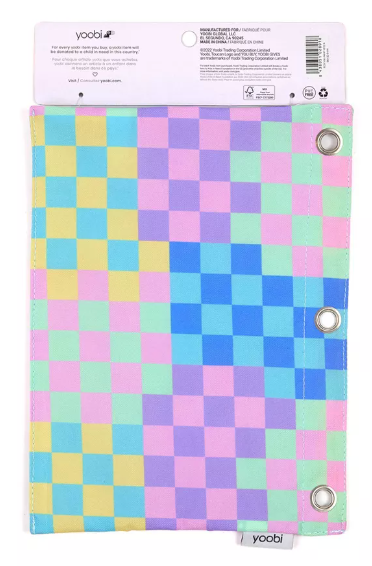 2 Pack Double Zip Binder Pencil Case Multicolor Checkered Yoobi