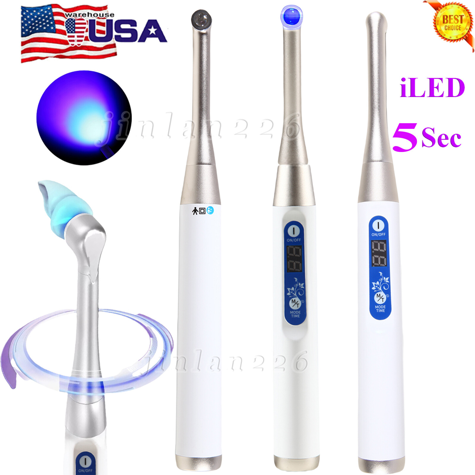 Dental 5Sec LED Curing Light Cure Lamp Wireless Resin Woodpecker Style