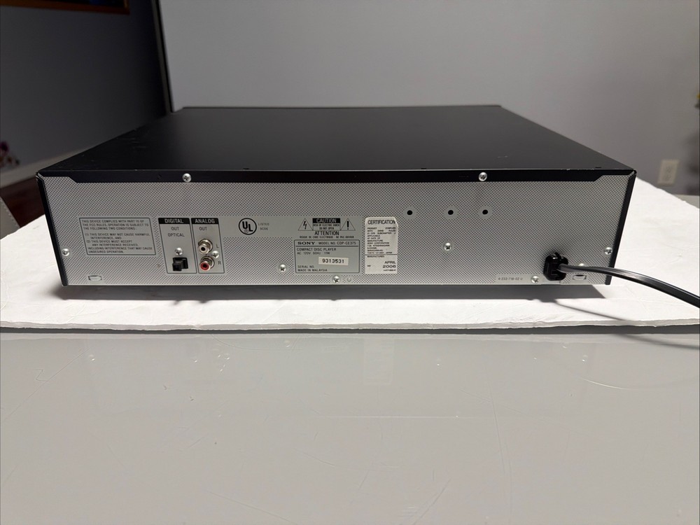 Sony 5-Disc CD Carousel Changer Exchange System CDP-CE375 Player with Remote