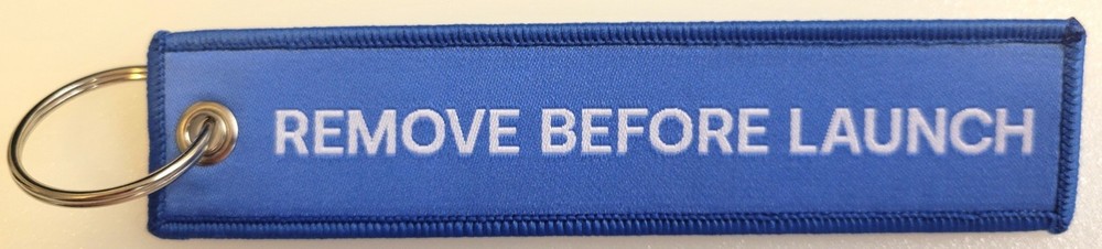EXOTRAIL Remove Before Launch PATCH KEY CHAIN~ Satellite Aerospace Promo BAG TAG