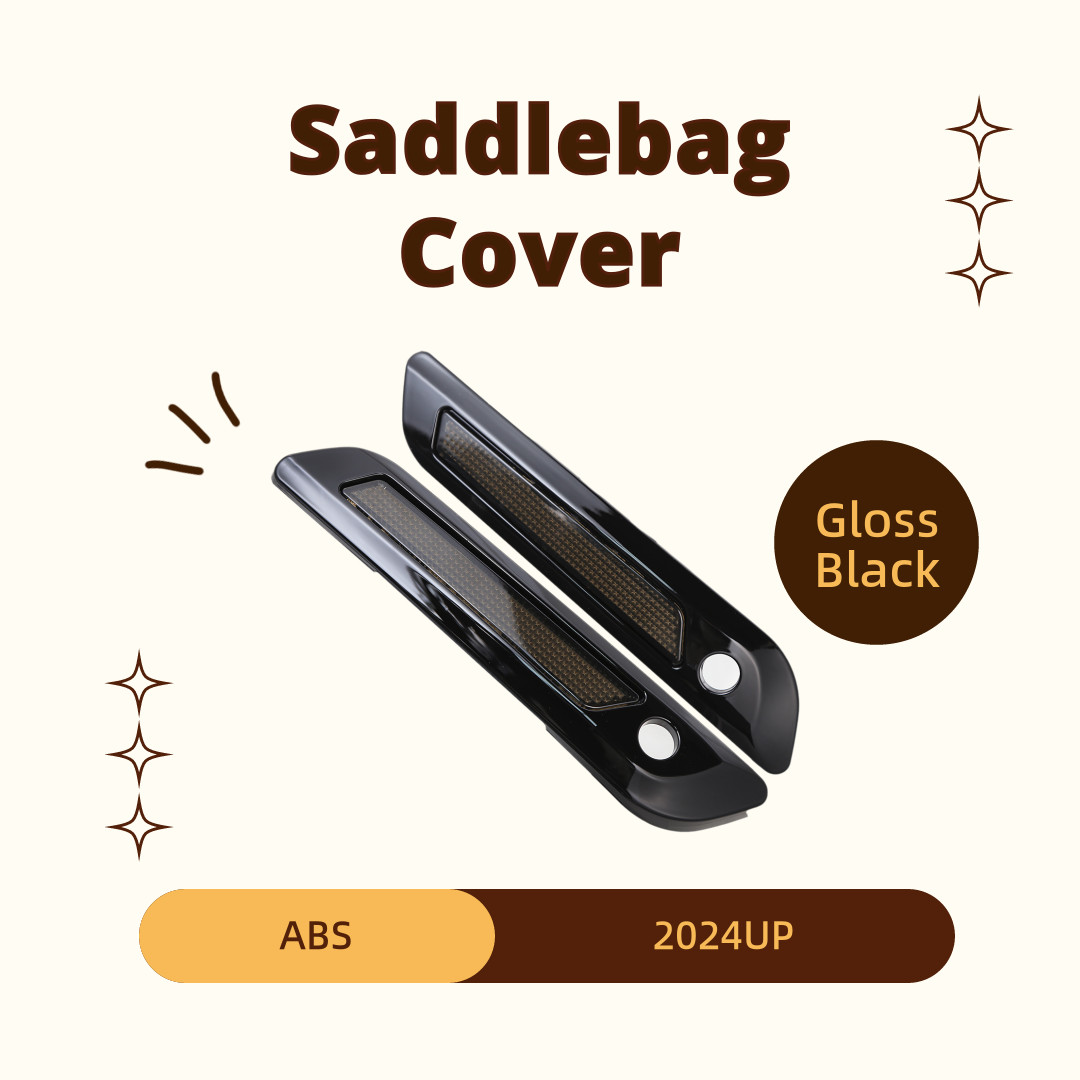 Black Hard Saddlebag Latch Cover&Smoke Reflectors For Harley Touring 2024 25 26