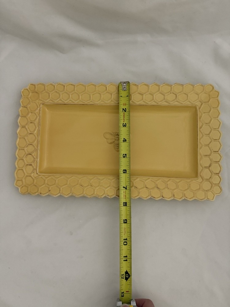 Boston International Rectangular Ceramic Serving Platter 13x7.5 Honeycomb