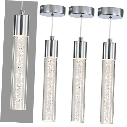 Modern LED Pendant Light, Chrome Bubble Hanging 3 Pack Chrome Long Bubbles