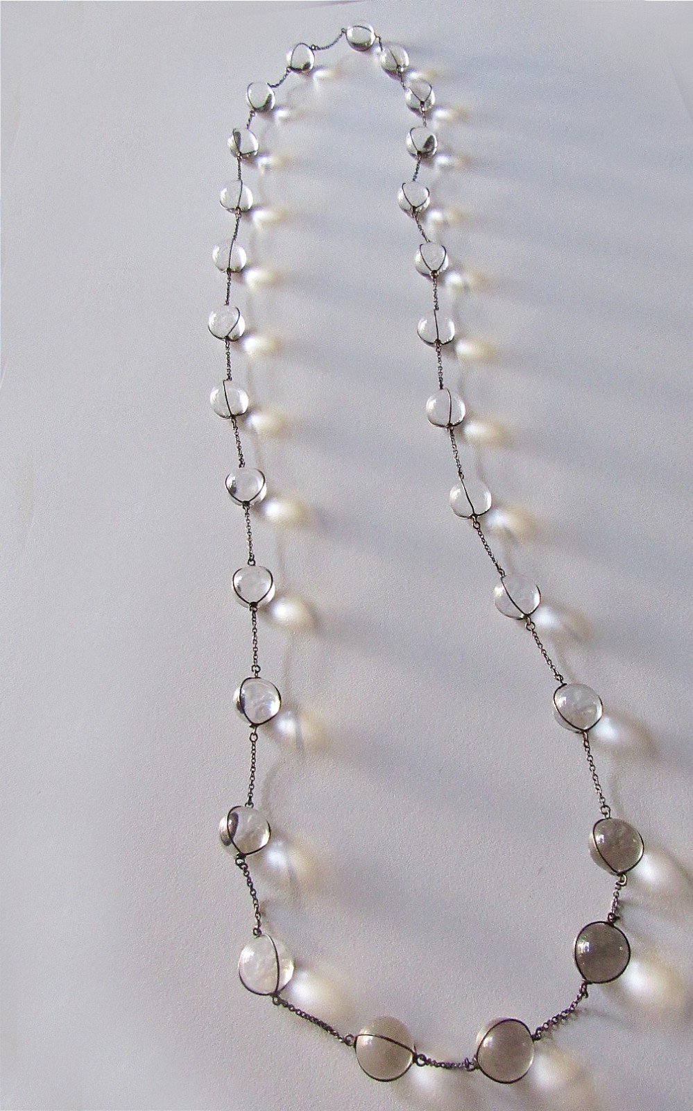 Antique Pools of Light Rock Quartz Orbs Necklace