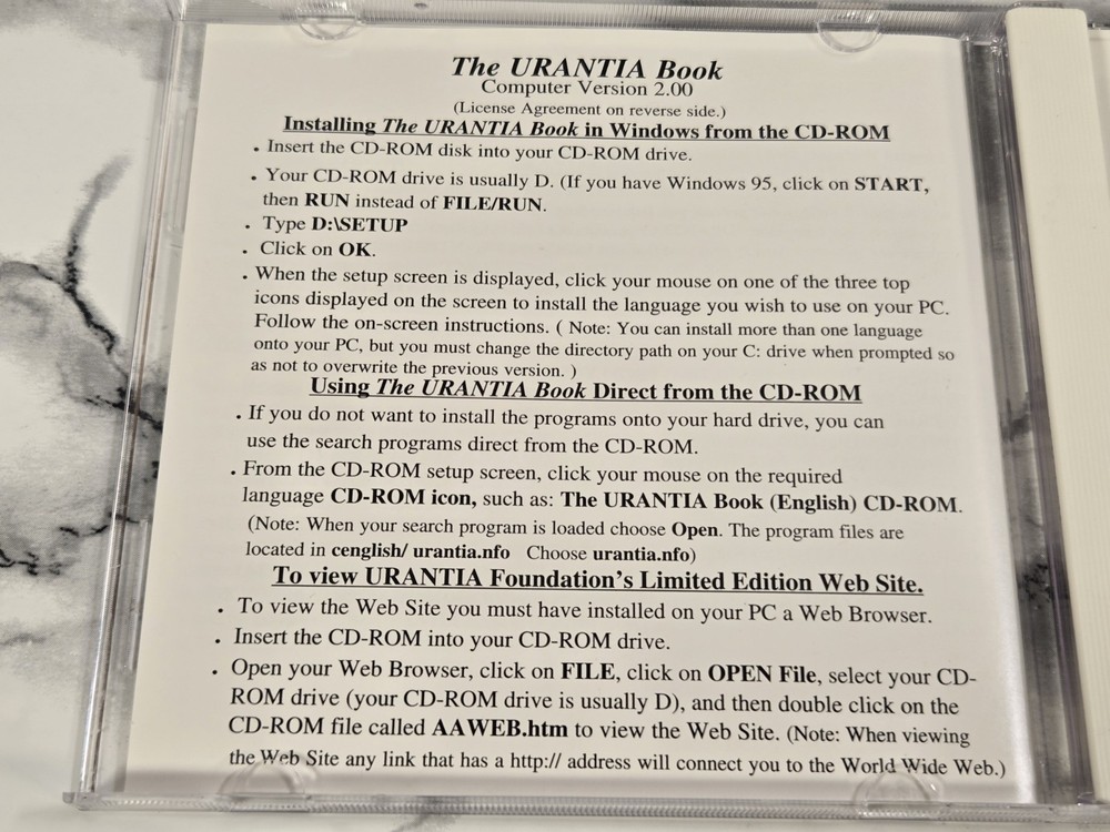 The Urantia Book - Computer Version 2.00 (PC CD-ROM, 1997) -- 1955 Printed Text