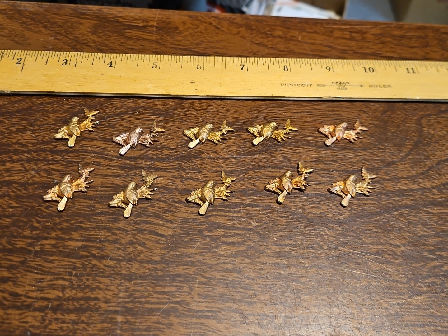 Lot Of 10 Birds On Branch France Vintage 60s Brass Stampings Findings Jewelry