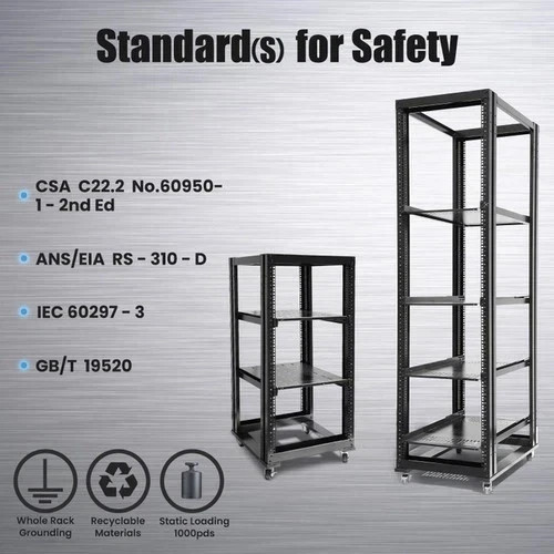 27U 4 Post Open Frame Server Rack 19” – 17” Deep Network Rack with 3 L Rails