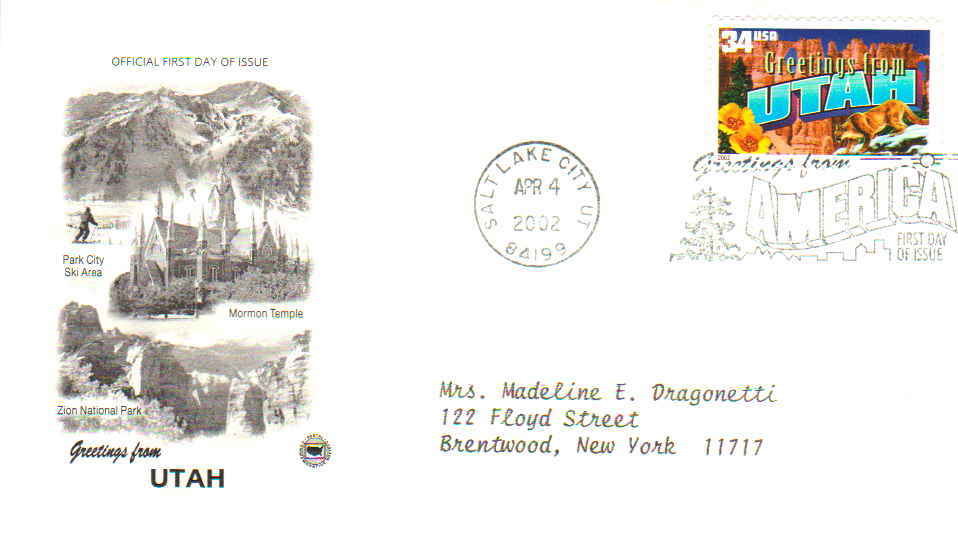 United States Scott 3739 Typewritten Address.