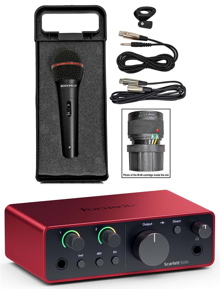 Focusrite Scarlett Solo 4th Gen Studio Recording USB Audio Interface+Microphone