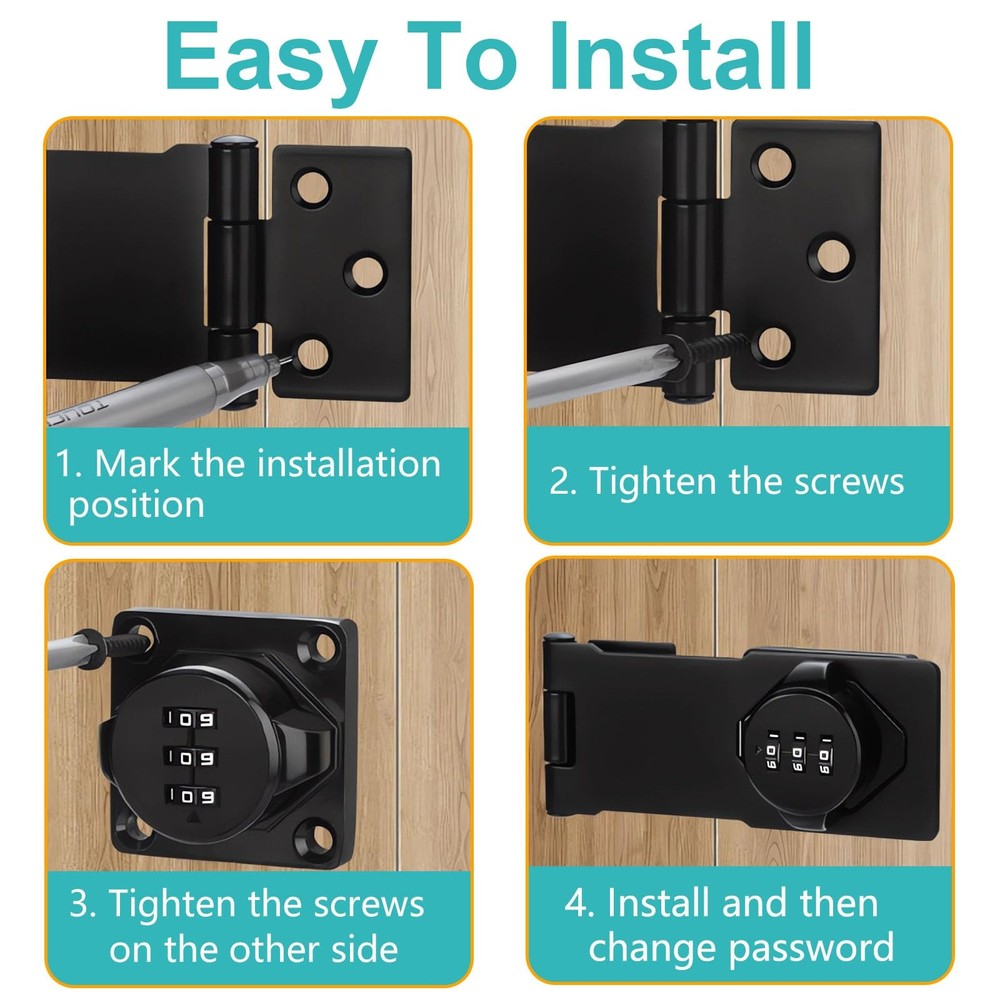 Closet Locks for Double Doors - 4.5inch Folding Door Lock with Code 3-Digit S...