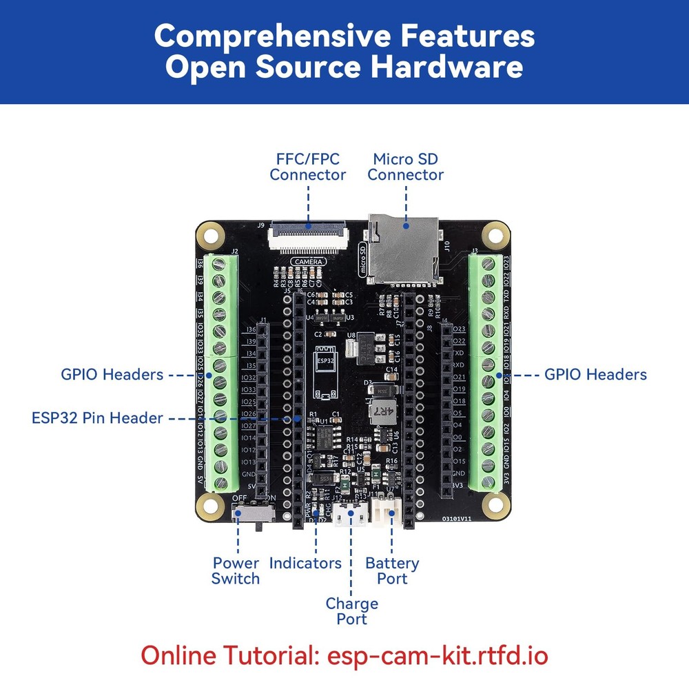 ESP32 Kit with ESP32 WROOM 32E Module Enhanced Breakout Expansion Development...