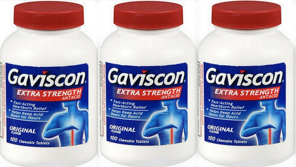 Gaviscon EXTRA Strength ORIGINAL Chewable Antacid Tablets 100ct ( 3 pack ) __