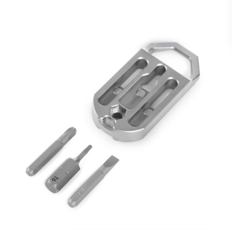 Titanium Multi Tools Bottle Opener Crowbar Pocket with Bit Holder EDC Keychain