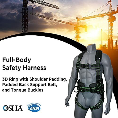 AFP Fall Protection Safety Harness Premium Black w/ Hi-Viz Lime Stitches Bad Boy