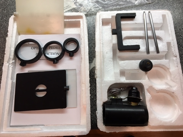 Two (2) Model J-2507 Optical Pedestal Kits - Lenses, Lens Holders, Light Source,