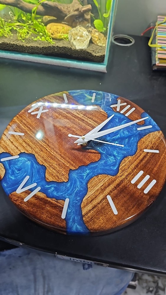 Acacia Wood Epoxy Wall Clock