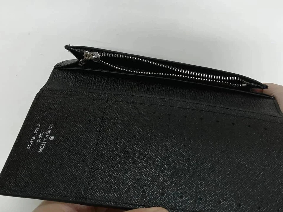 Louis Vuitton Monogram Eclipse Brazza Canvas Long Black Compact Wallet