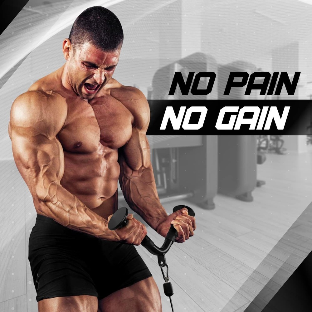 Cable Machine Attachment Row Handles Tricep Rope Straight Bar V Bar LAT Pulldown