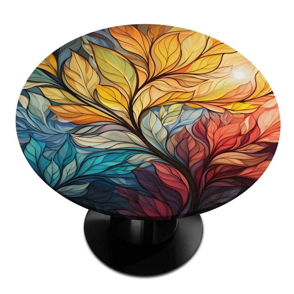 Round Fitted Tablecloth with Elastic Edge, Abstract 42" (Round) Abstract Tree