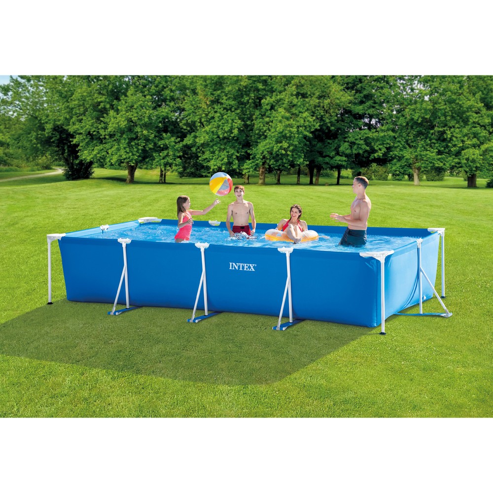Intex 14ft x 33in Rectangular Above Ground Backyard Swimming Pool with Filter