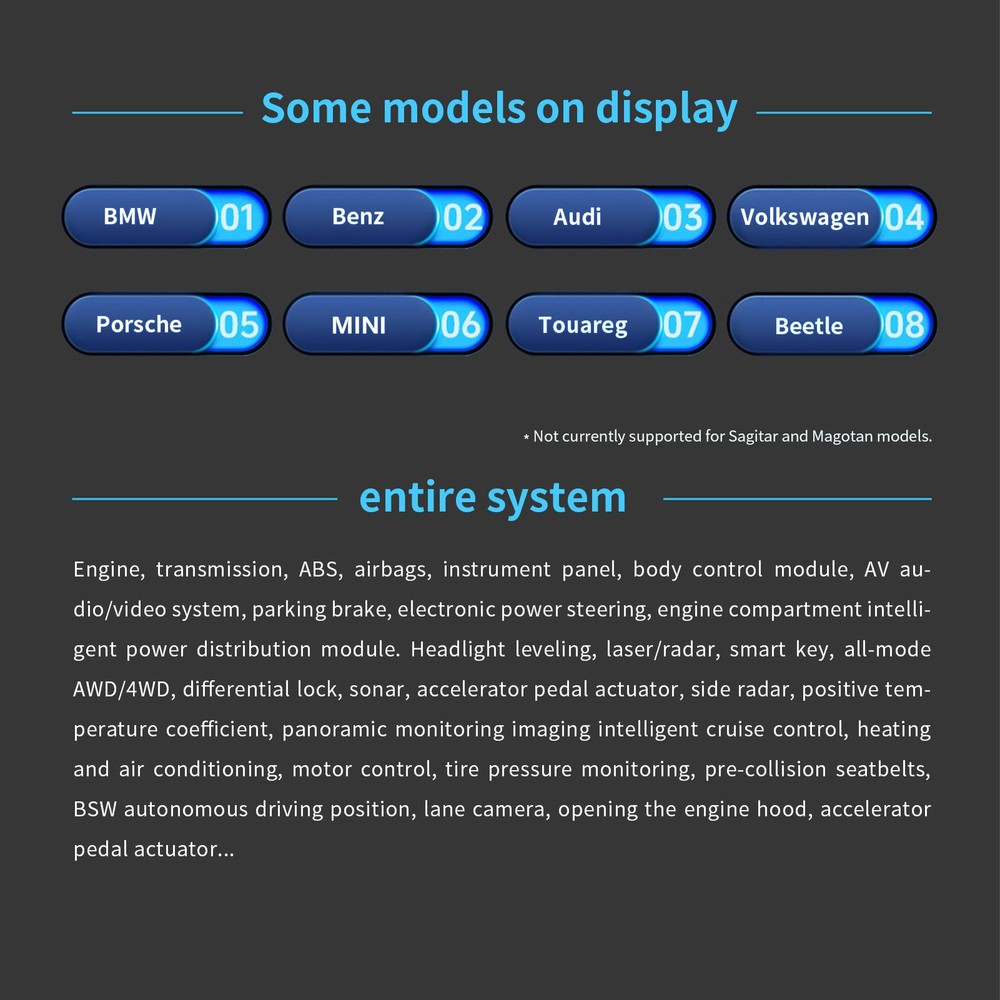 美系车专用汽车全车检测诊断OBD2检测仪变速箱ABS安全气囊发动机