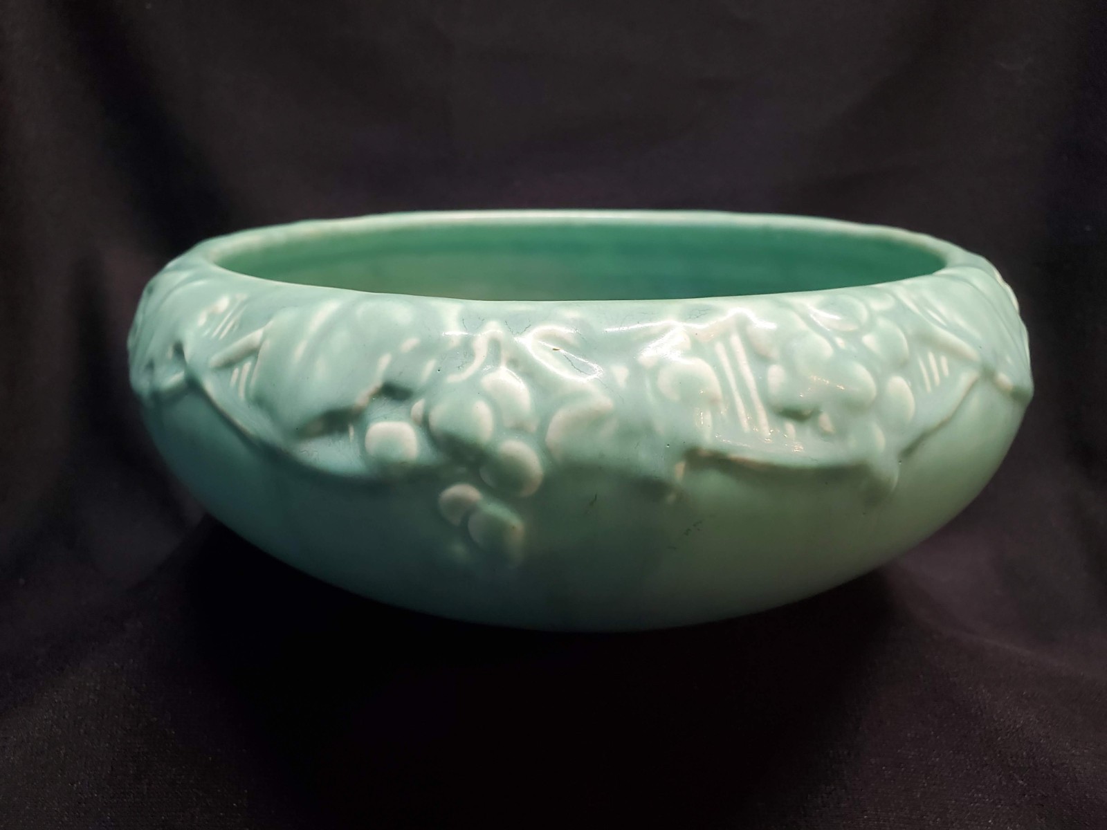 1921 Rookwood Pottery Large 9" Matte Mint Green Bowl Grape Vine