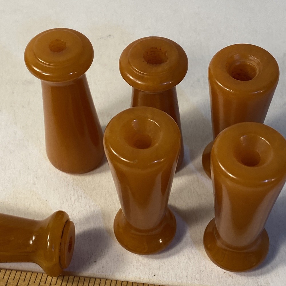 Vintage Bakelite Handle or Knobs 2” Six Pieces Marbled Butterscotch