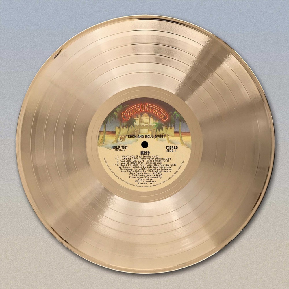 KISS "Rock N Roll Over"  Gold LP Record wall art