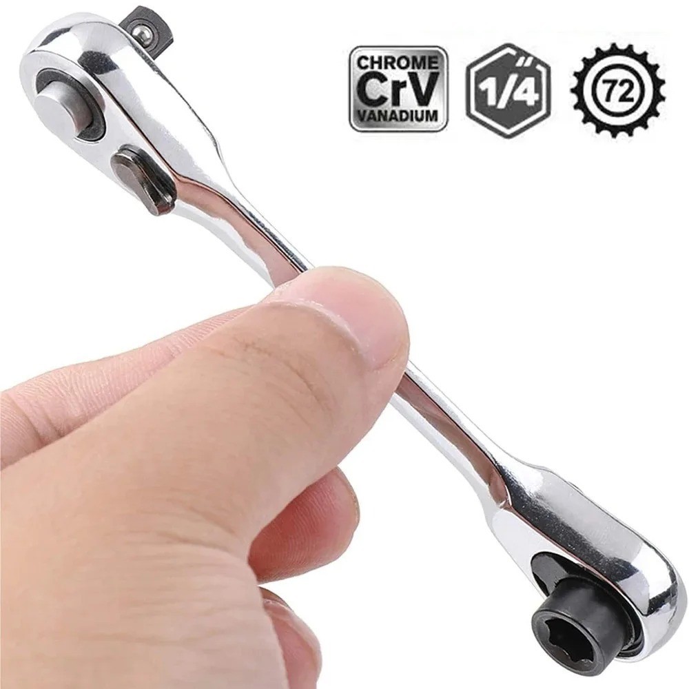 1/4" Mini Double-Ended Quick Socket Ratchet Wrench Rod Screwdriver Bit Tools.
