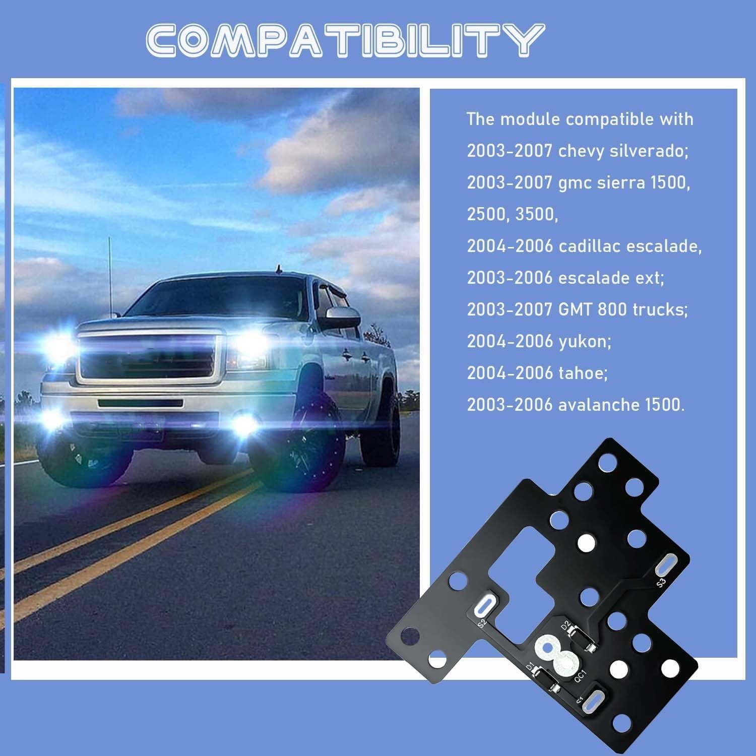 6 High Mod Headlight Module for 2003–2007 Chevy Silverado GMC Sierra Trucks