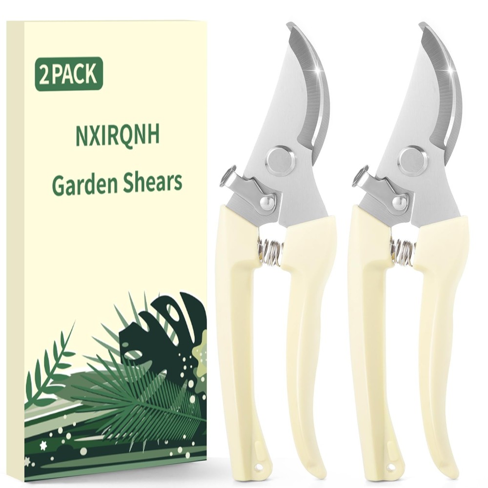 2 Pack Gardening Pruning Shears, Sharp Bypass Blade Garden Shears, Stainless ...