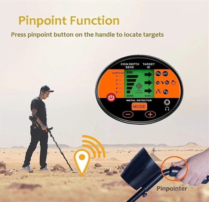 Metal Detector with Waterproof Coil, Backlight LCD Display, Adjustable Lightweig