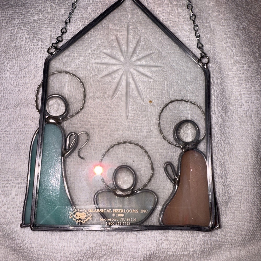 Stained Glass Window Display Nativity Scene