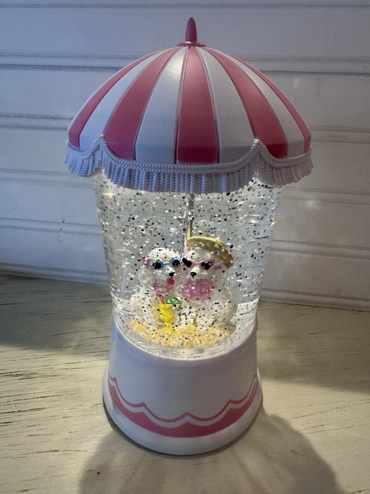 Cracker Barrel LED Poodle Glitter Globe