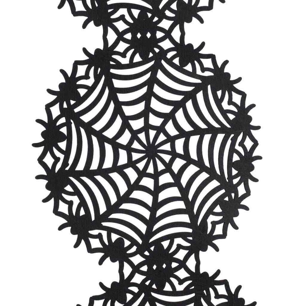 Black Felt Spider Web Table Runner