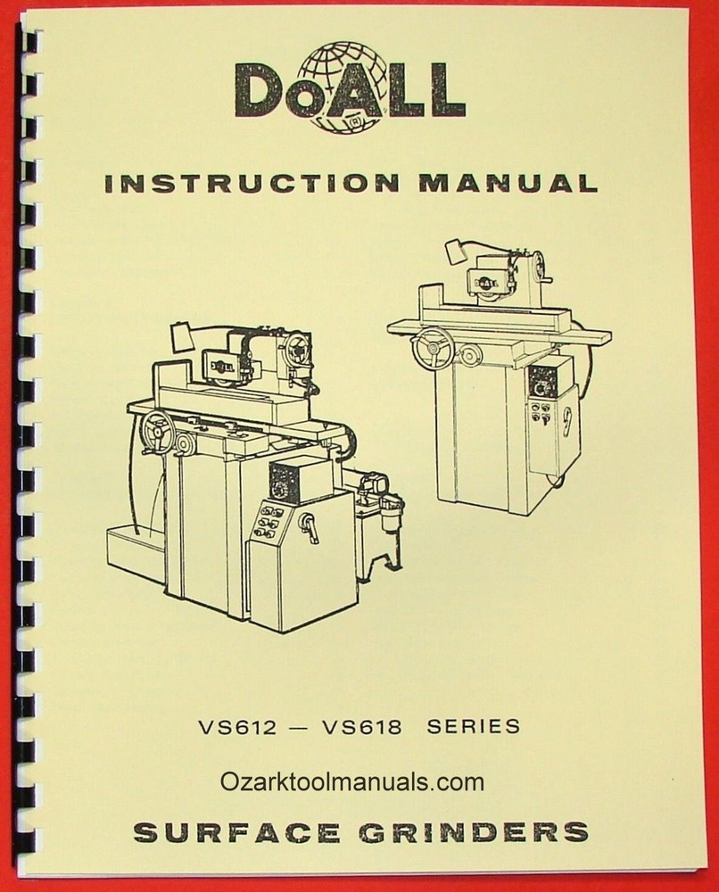 DoALL VS612 VS618 Surface Grinder Owners Operators Service Manual 0276