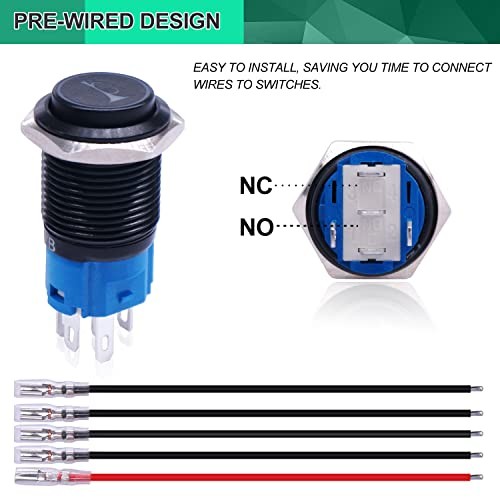 /16MM Raised Speaker Horn Momentary Push Button Switch 5/8" Mounting BK-green