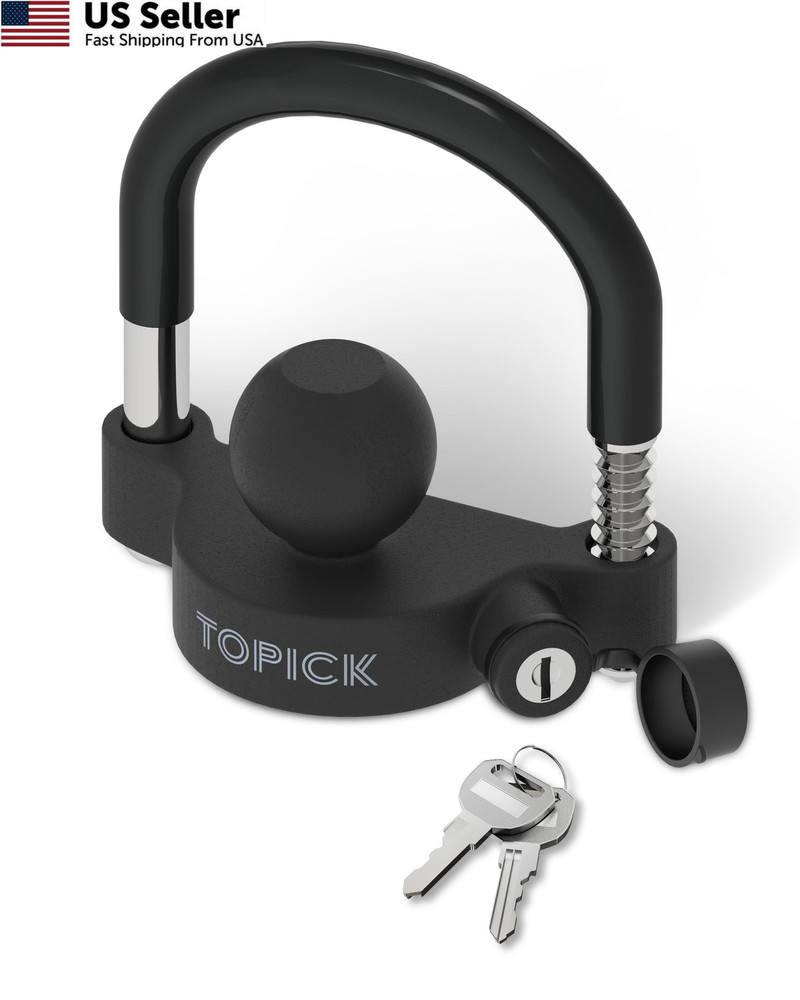 TOPICK Trailer Coupler Lock, Universal Ball Matt Black
