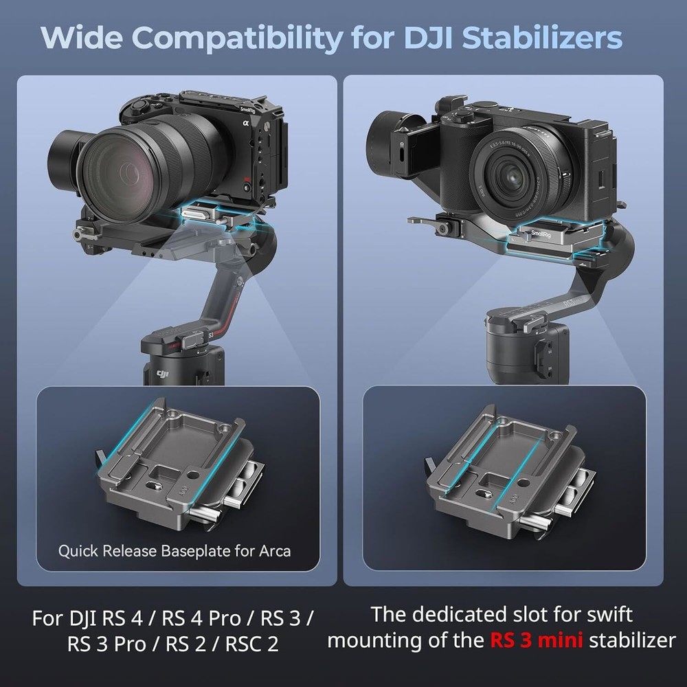 SmallRig Quick Release Mount Plate Kit for DJI RS 4 Stabilizers