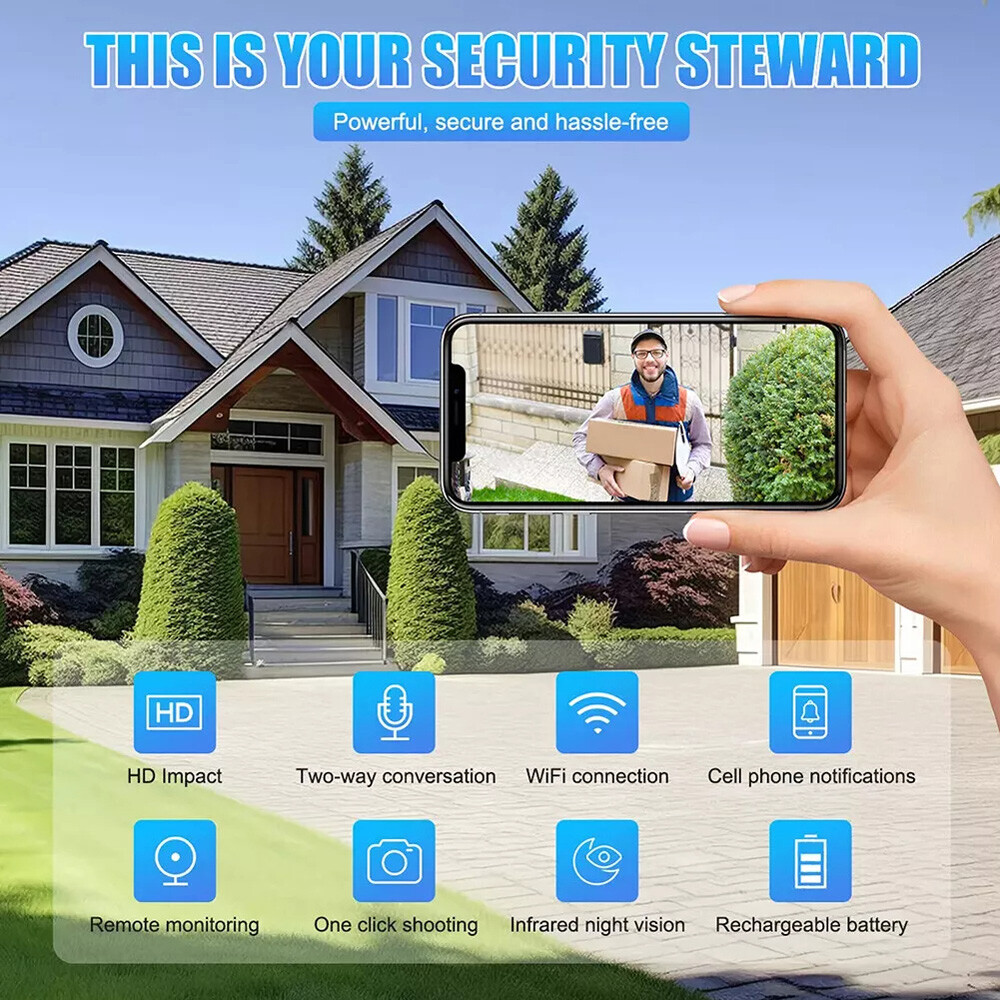 Smart Wifi Ring Doorbell Security Intercom Night Vision Video Camera Door Bell