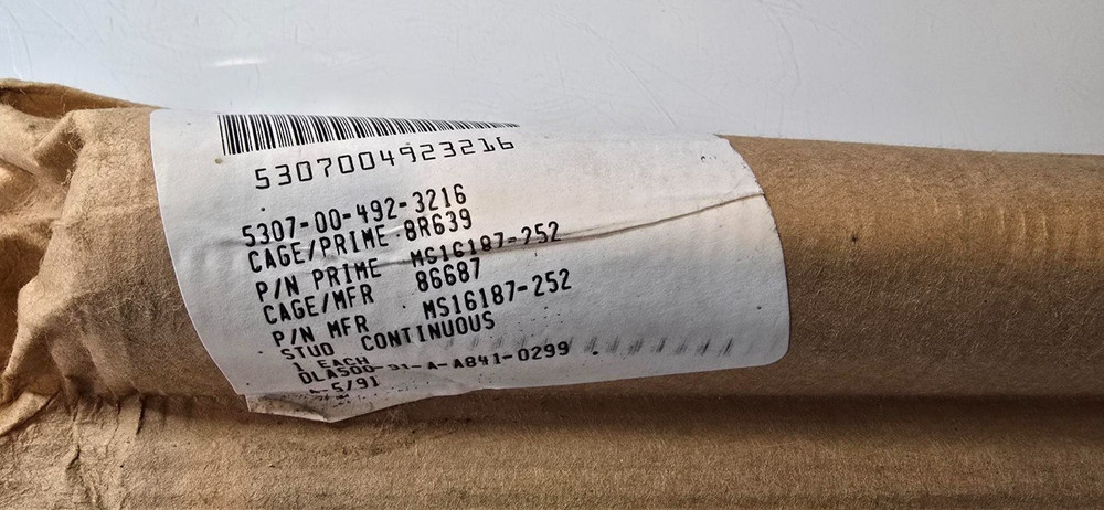 MILITARY STANDARDS CONTINUOUS THREADED STUDS MS16187-252 5307-00-492-3216