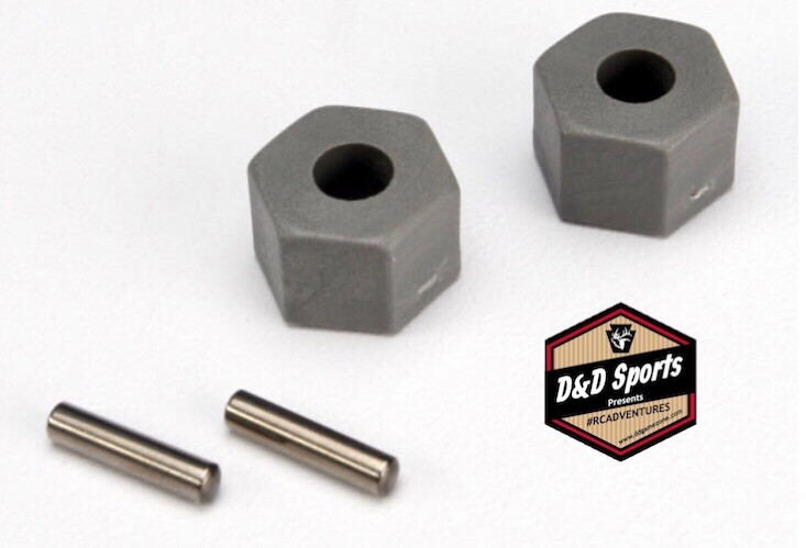 Traxxas 3654 Wheel hubs hex tall offset, Rustler/Stampede front (2)/ pins