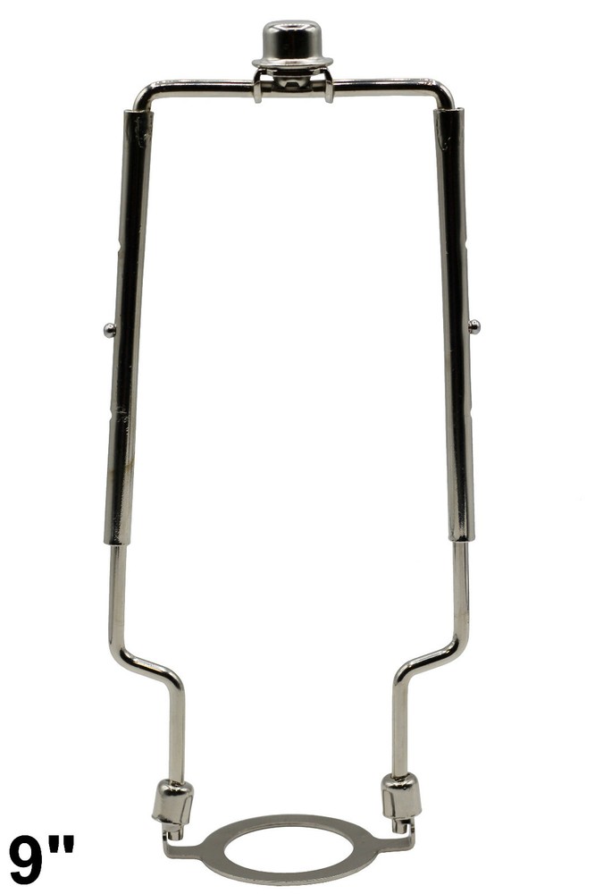 Adjustable Lamp Harp 8" - 10" w/ Regular Base, Uno Base, Finial Silver Finish