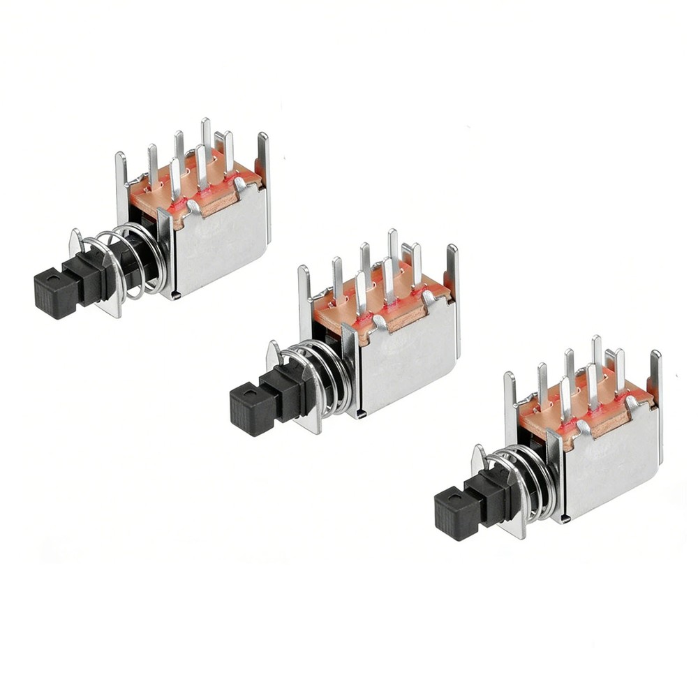 Push Button Switch DPDT 6 Pin 1 Position Self-Locking Black 10pcs
