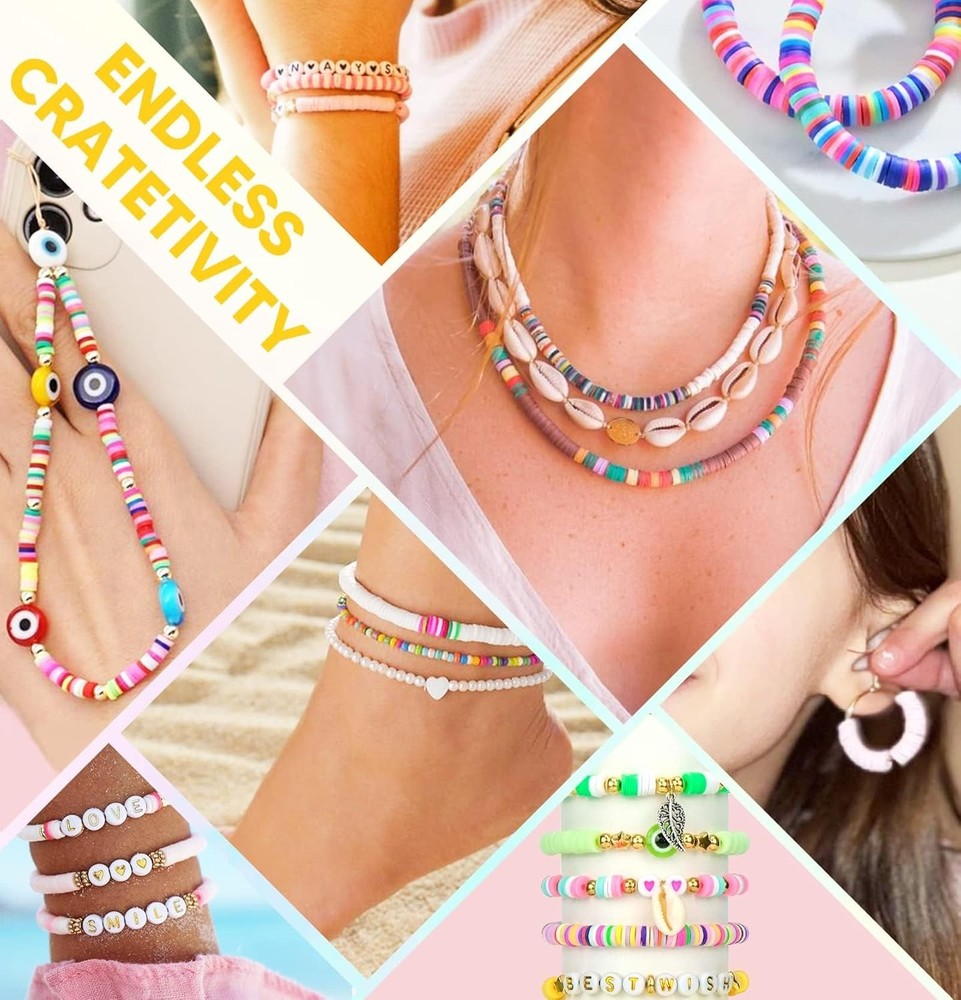 Dowsabel Clay Beads Bracelet Making Kit for Beginner, 5000pcs, Multicolor