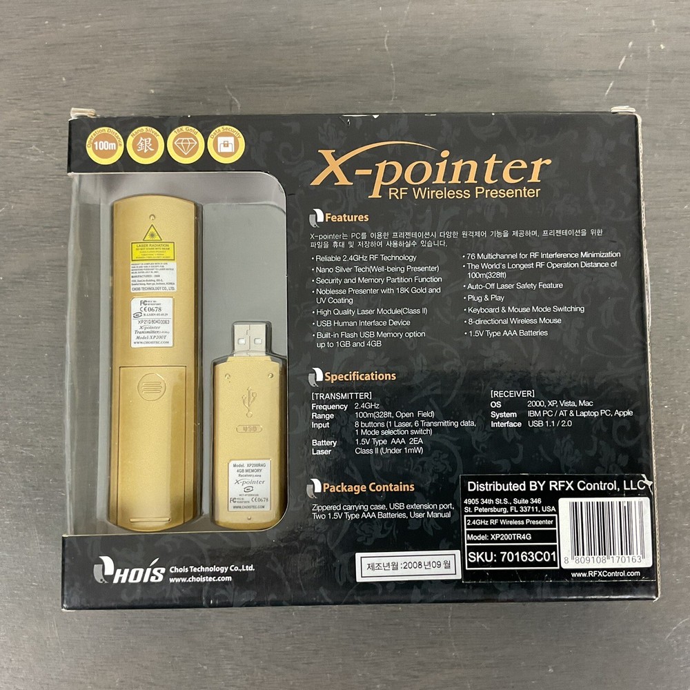 X-Pointer XP200TR4G 18K Gold Presentation RF Wireless Presenter Laser Pointer