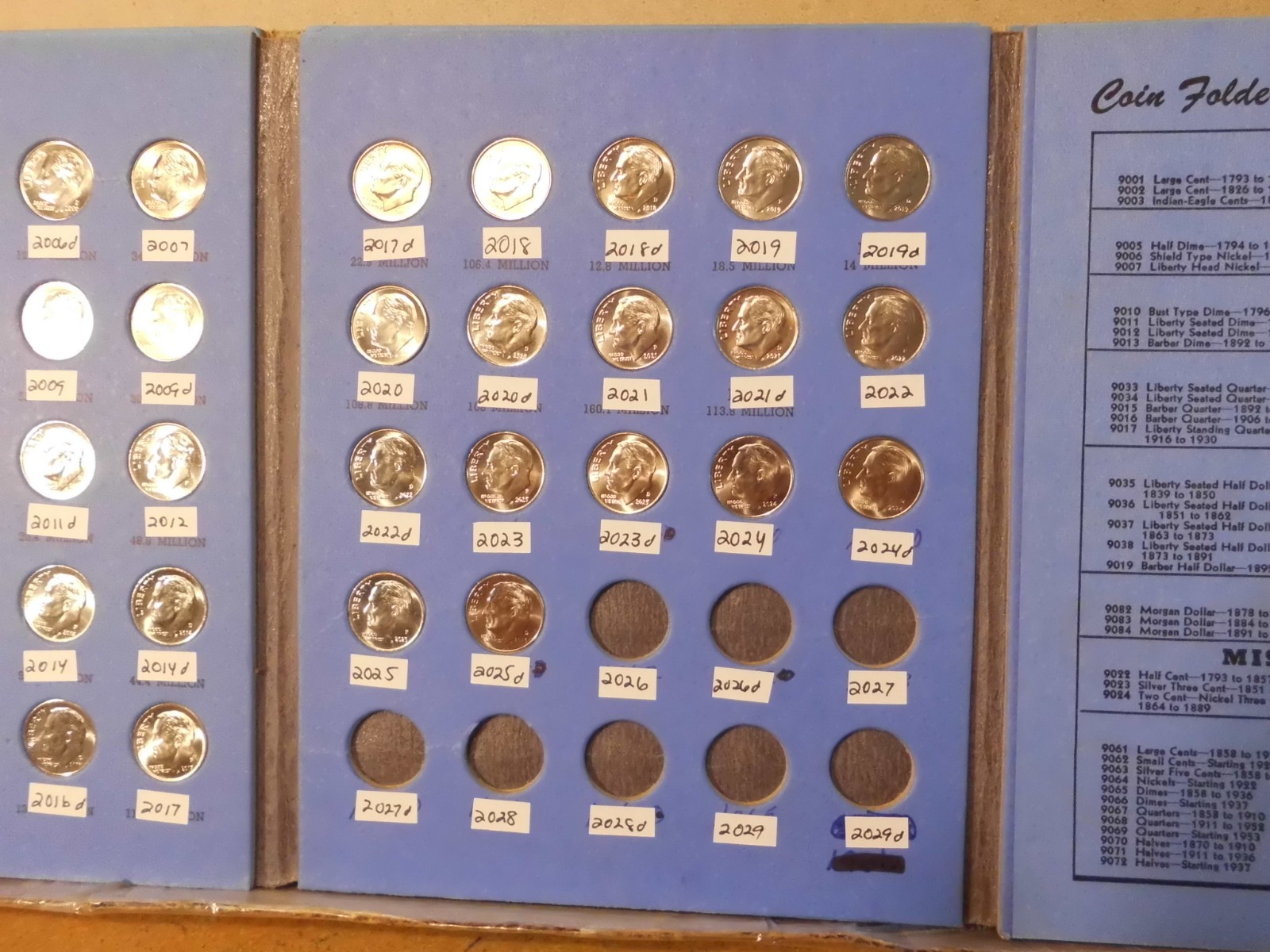 ROOSEVELT DIME COMPLETE 1965 - 2026 P&D COINS ( ALL UNC. COINS ) #TUK593