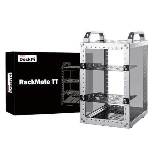DeskPi RackMate TT Mini Server Cabinet for Mini PC, Network, Servers, Silver