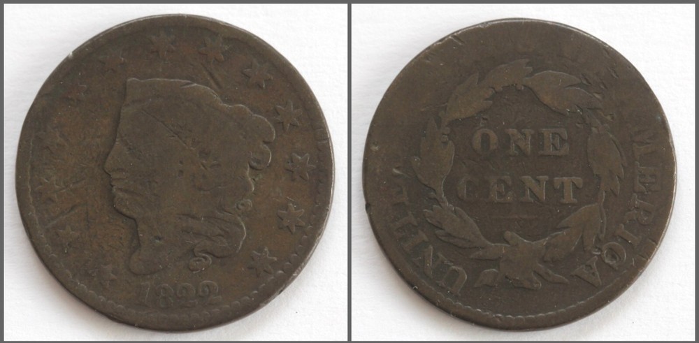 1822 CORONET LARGE CENT