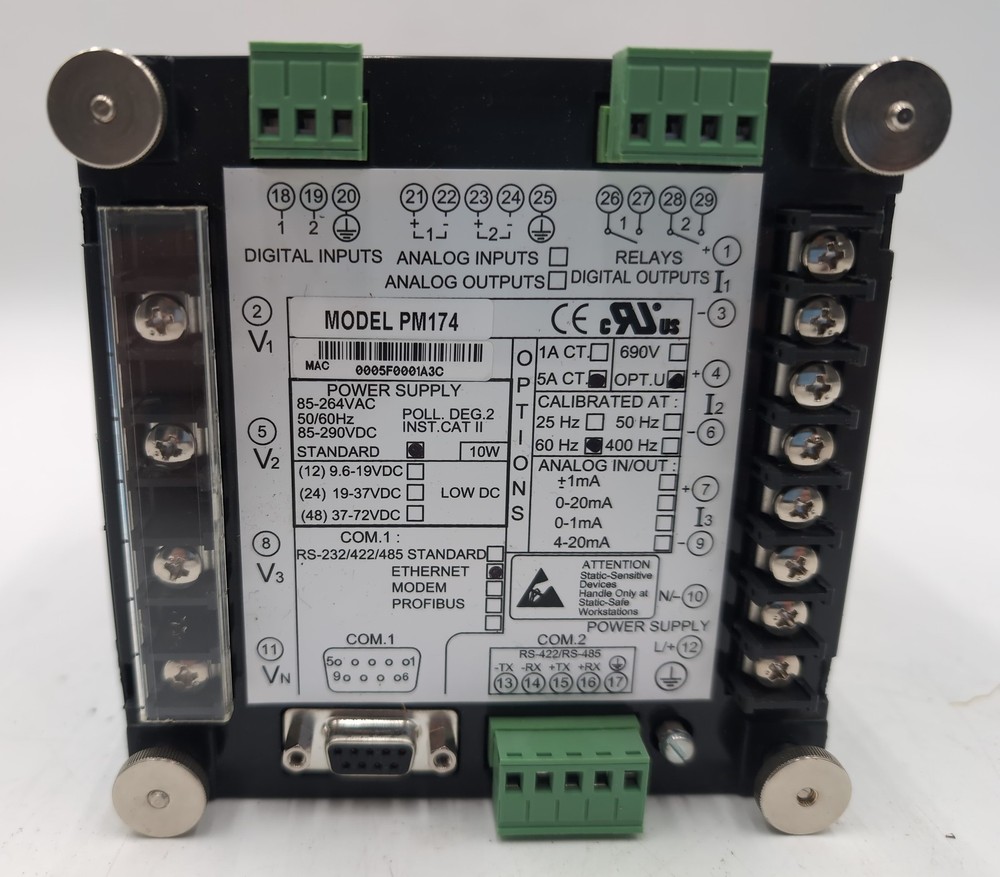 SATEC PM174 Power Quality Analyzer BL-PM174 480V 5A Industrial Panel Meter USED